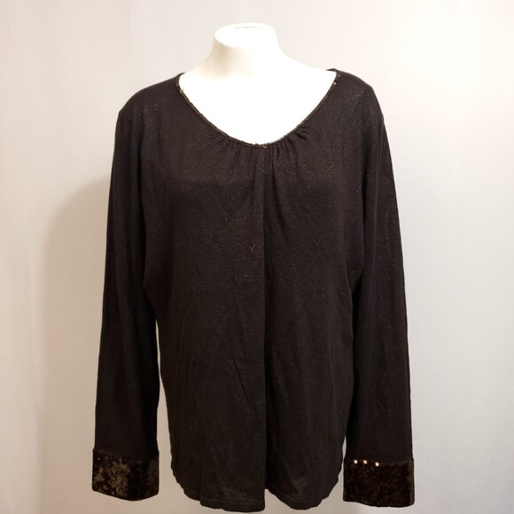 Talbots Tops - NWT Talbots Top With Camisole Dark Brown Sequin Womens Shirt Size 1X Deadstock